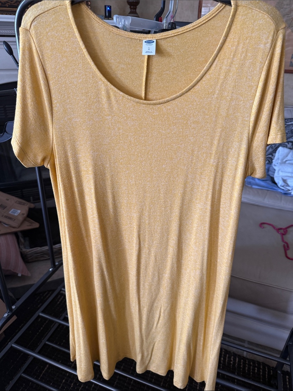 Old Navy Heathered Mustard Yellow Scoop Neck Dress 0034
